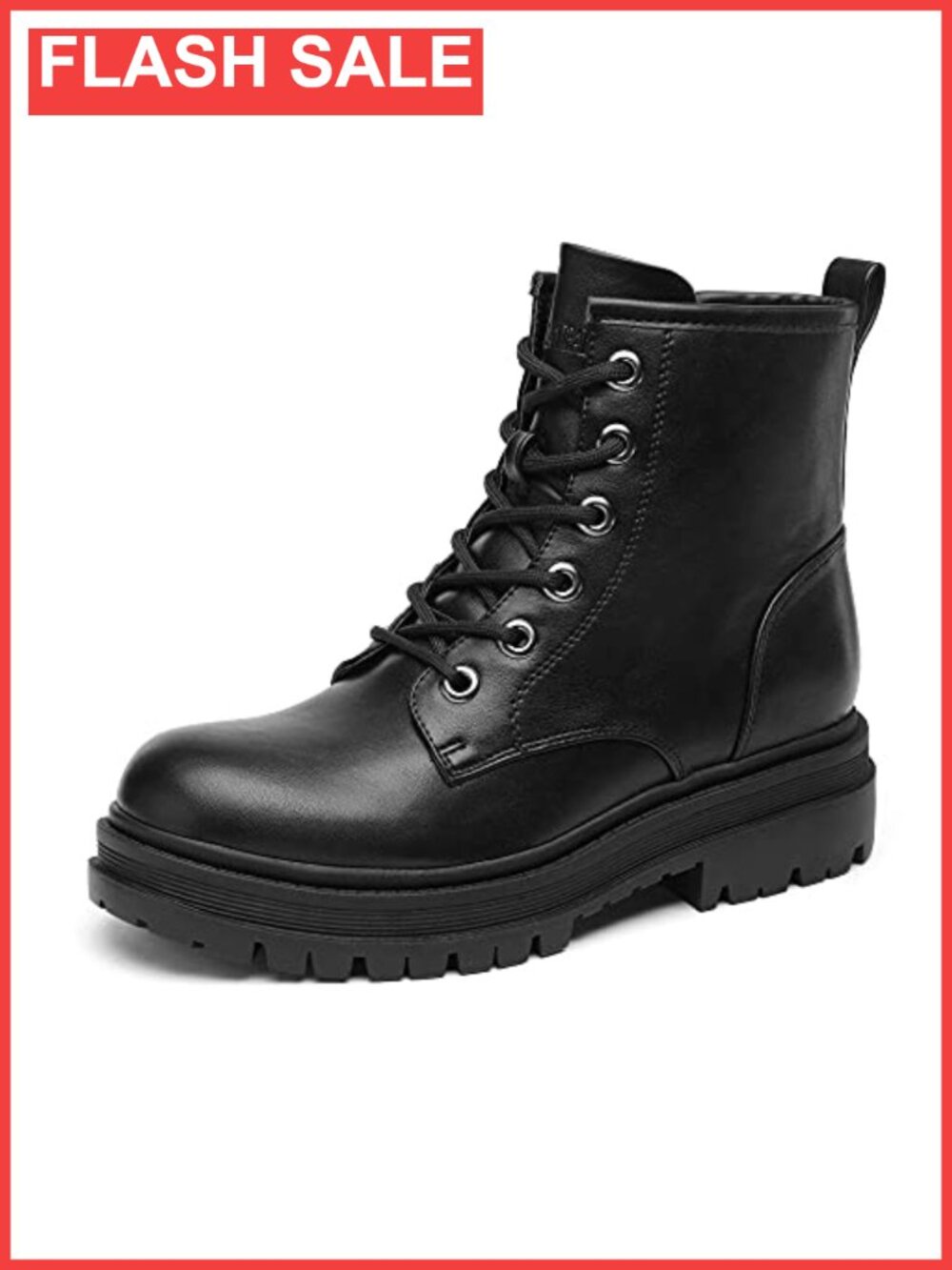 Women's Lace-Up Combat Ankle Boots Faux Leather